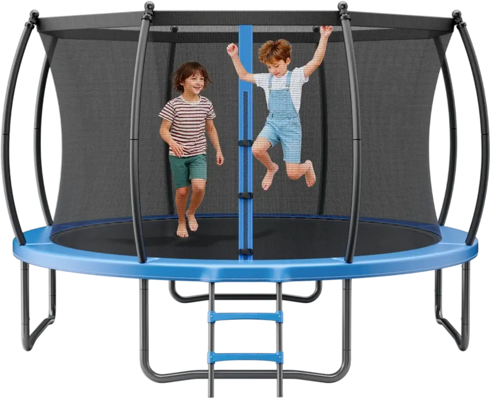 VEVOR Outdoor Trampoline, 12FT Recreational Trampoline, ASTM Approved Trampolines with Enclosure Net & Thickened Pad, Max 400 lbs Weight Capacity, Anti-Rust Backyard Trampolines for Kids & Adults