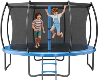 VEVOR Outdoor Trampoline, 12FT Recreational Trampoline, ASTM Approved Trampolines with Enclosure Net & Thickened Pad, Max 400 lbs Weight Capacity, Anti-Rust Backyard Trampolines for Kids & Adults