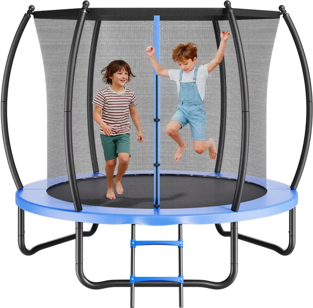 VEVOR Outdoor Trampoline, 8FT Recreational Trampoline, ASTM Approved Trampolines with Enclosure Net & Thickened Pad, Max 265 lbs Weight Capacity, Anti-Rust Backyard Trampolines for Kids & Adults