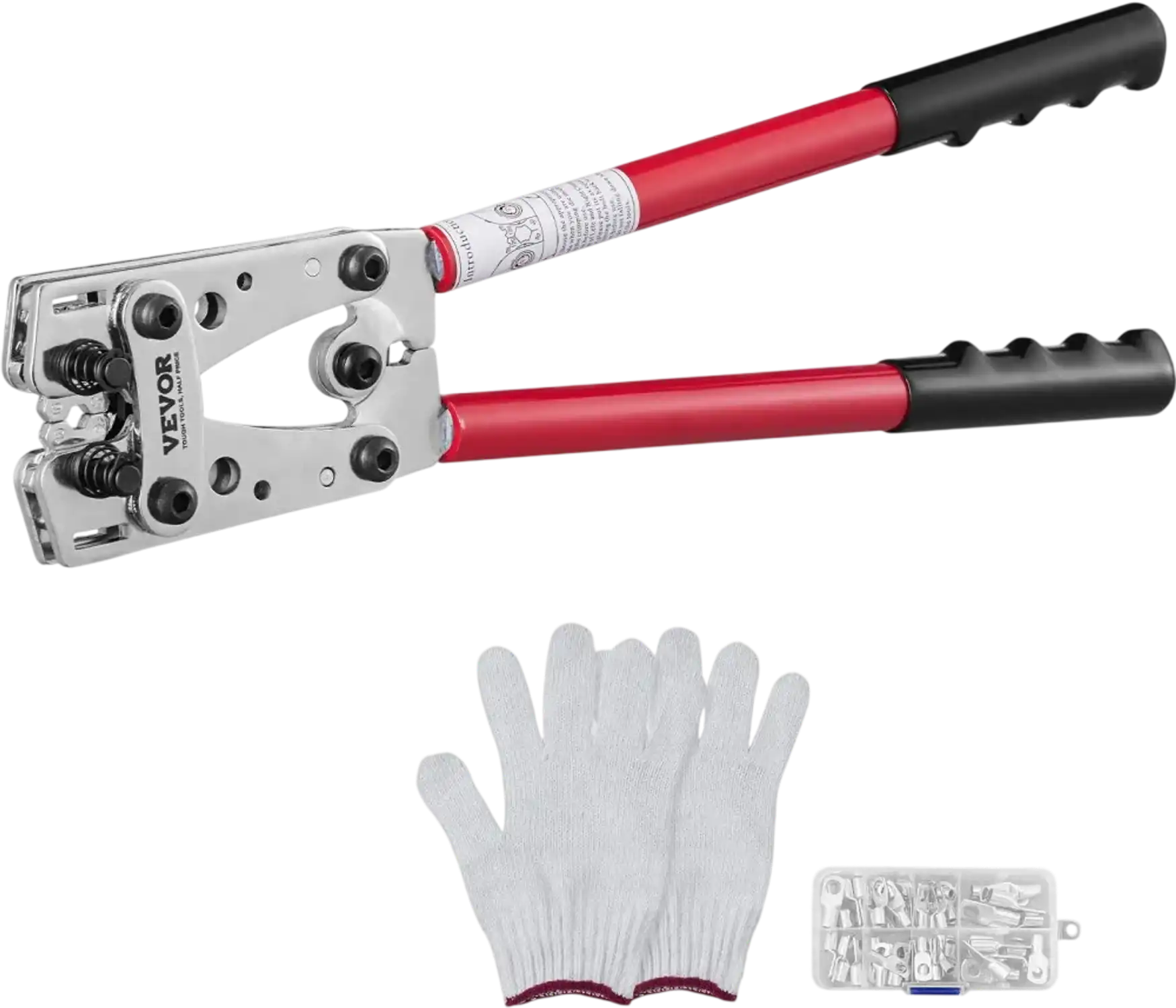 Vevor Crimping Tool Battery Cable Lug Crimper 10-1/0 AWG with 60 Aluminum Ring Connectors New