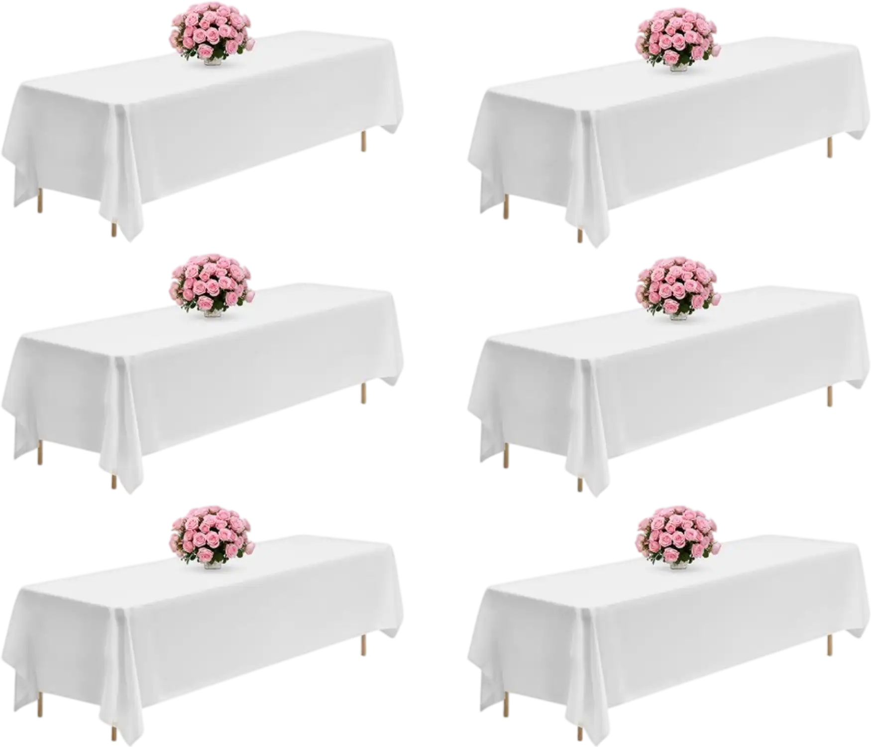 Vevor Tablecloth White Rectangle 6-Pack 90