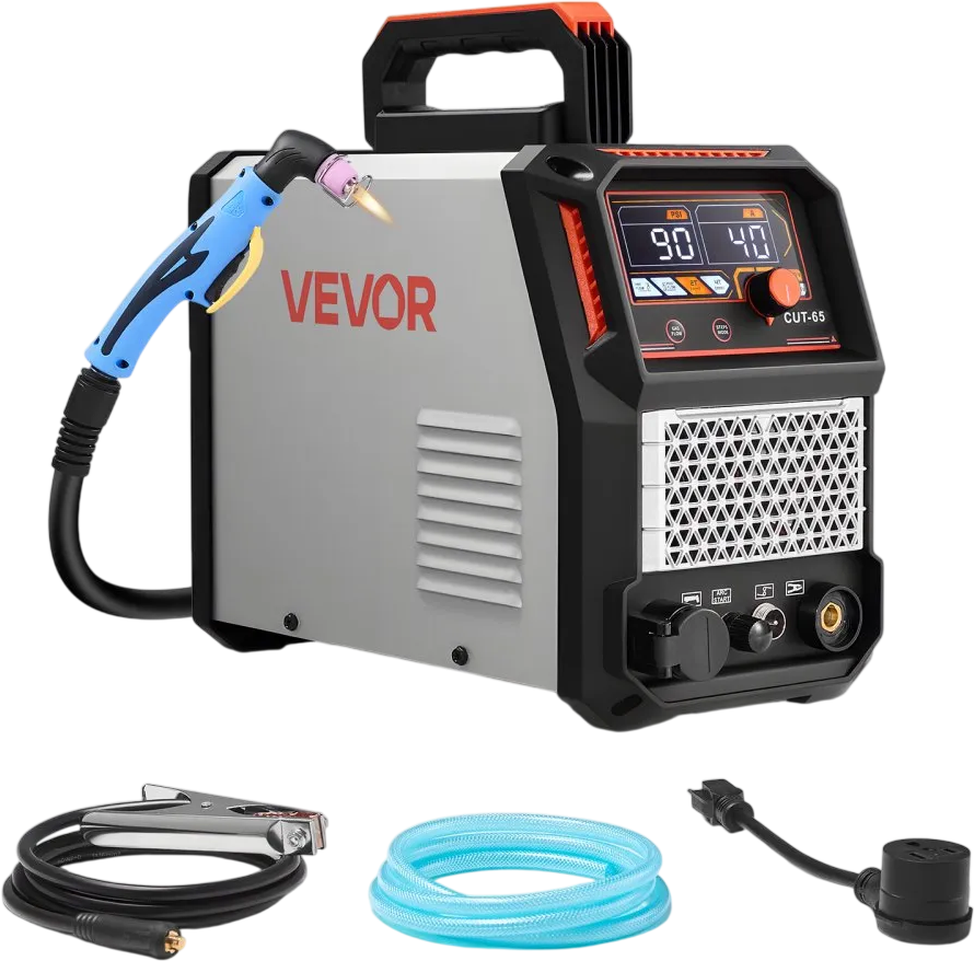 VEVOR Plasma Cutter, 65A Non-Touch Pilot Arc Plasma Cutting Machine, 110V/220V Dual Voltage Digital Display IGBT Inverter - with 2T/4T Function & Adjustable PA/PT Time for Home Repairs, Workshops