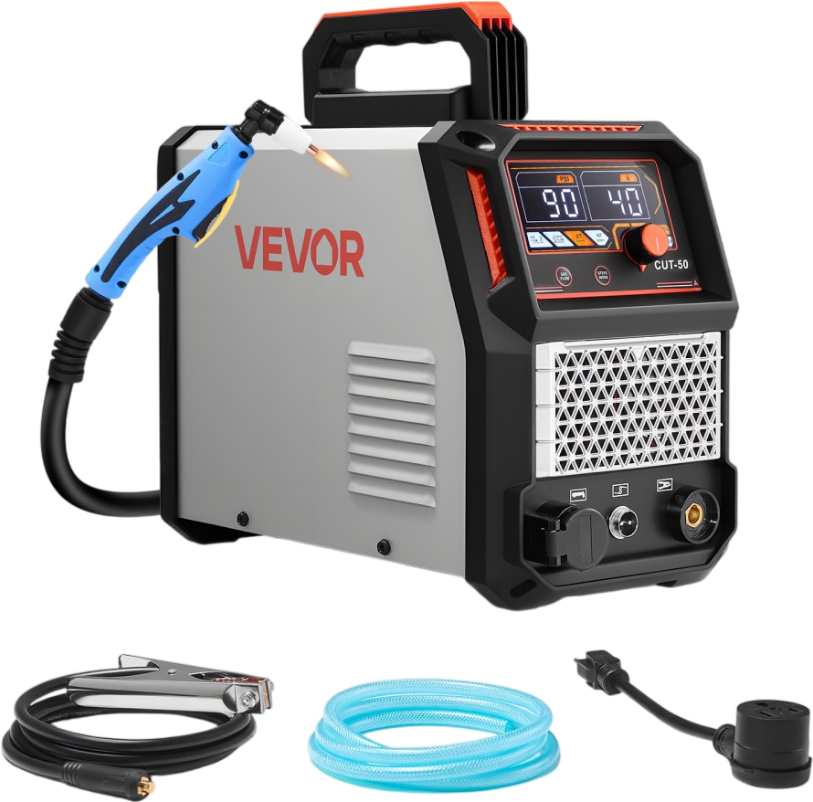 VEVOR Plasma Cutter, 50A Plasma Cutting Machine, 110V/220V Dual Voltage Digital Display IGBT Inverter - with 2T/4T Function & Adjustable PA/PT Time for Home Repairs, Workshops