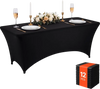 VEVOR Rectangular Spandex Tablecloths, 6 ft 12 Pack, Black Polyester Covers, for Party Wedding Banquet Festival, Tight, Fitted Table Cloth, Washable, Reusable, Wrinkle Resistant Table Cover