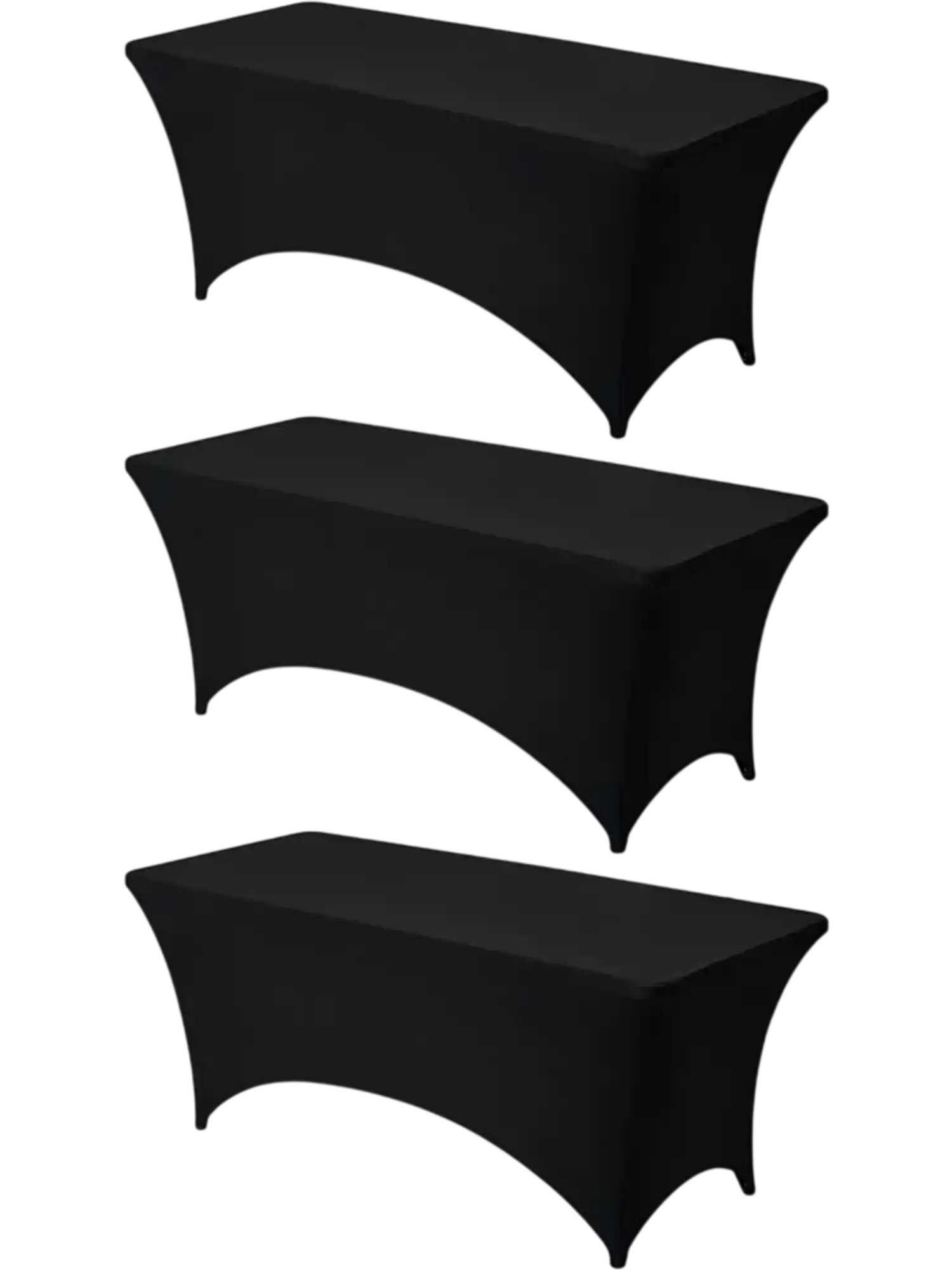 Vevor Tablecloth 3-Pack 6' Rectangular Fitted Black Spandex Stretch Covers New