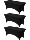 VEVOR 3 Pack Table Cloth for 6FT Rectangular Fitted Events, Wrinkle-Resistant Stretch Black Table Covers, Washable Spandex Tablecloth Protector, for Party, Wedding, Cocktail, Banquet, Festival
