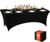 VEVOR Rectangular Spandex Tablecloths, 8 ft 10 Pack, Black Polyester Covers, for Party Wedding Banquet Festival, Tight, Fitted Table Cloth, Washable, Reusable, Wrinkle Resistant Table Cover