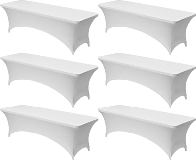 Vevor Tablecloth 6-Pack 8' White Spandex Fitted Stretch Covers New