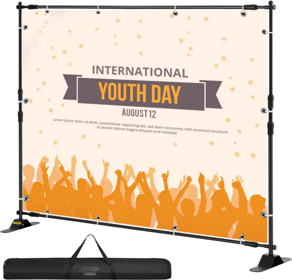 VEVOR Backdrop Banner Stand 8 x 8 Ft Adjustable Heavy Duty Background Stand with 1 Carrying Bag, Backdrop Stand for Parties Wedding Photo Booth Trade Show