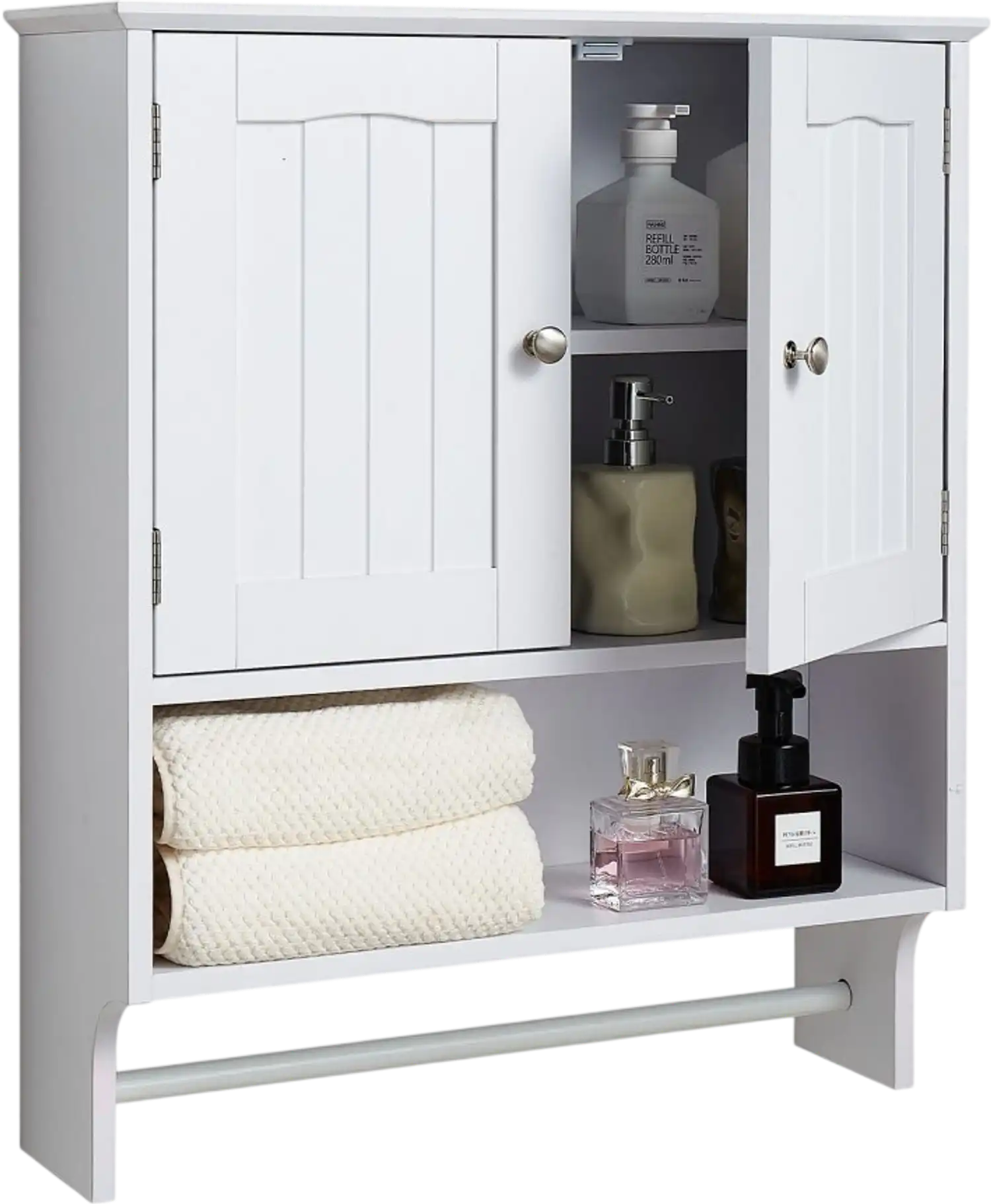 Vevor Medicine Cabinet Wall Mounted Bathroom Storage Cabinet with 2 Doors and Towel Bar New