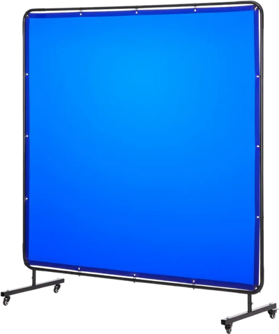 Vevor Welding Screen 6' x 6' Flame-Resistant Vinyl Safety Curtain with Frame and Wheels Blue New