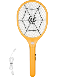 VEVOR Electric Fly Swatter, Zapper Racket with 3 Layers Mesh, Powerful Fly Killer Indoor & Outdoor with 500mAh Battery Rechargeable for Home, Bedroom, Kitchen and Patio, Yellow & Black