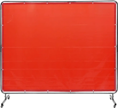 VEVOR Welding Screen with Frame, 6' x 8' Welding Curtain Screen, Flame-Resistant Vinyl Welding Protection Screen on 4 Swivel Wheels (2 Lockable), Moveable & Professional for Workshop/Industrial, Red