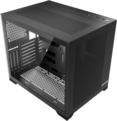 VEVOR Mid-Tower PC Case, Dual Chamber, Gaming Computer Case with Tempered Glass Panels, Magnetic Dust Filter, Cable Management, for GPU up to 410 mm in Length, Compatible with ATX/M-ATX/ITX, No Fan