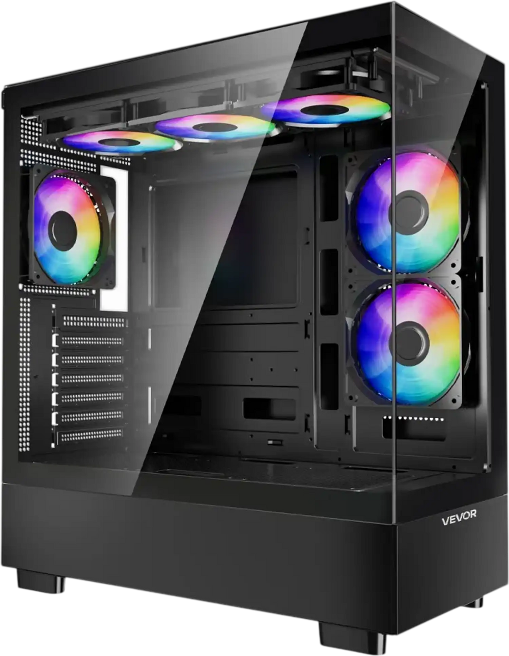 VEVOR PC Gaming Case, Mid-Tower, Computer Case with High-Airflow Tempered Glass Panel, Dust Filter, 6 x 120 mm PWM ARGB Fans, Easy Cable Management, for GPU up to 410 mm in Length, for ATX/M-ATX/ITX