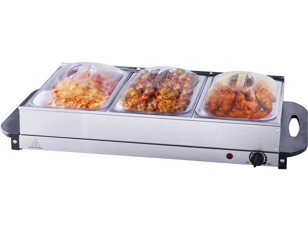 VEVOR Electric Buffet Server & Food Warmer, 25.6" x 15" Portable Stainless Steel Chafing Dish Set with Temp Control & Oven-Safe Pan, Perfect for Catering, Parties, Events, Entertaining, Silver, ETL