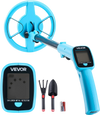 VEVOR Metal Detector, 4", Lightweight Metal Detector with LCD Display, 6" IP68 Waterproof Search Coil, Adjustable 25.6"-36.6" High Accuracy Gold Detector, Easy to Use, for Detecting Gold Exploration