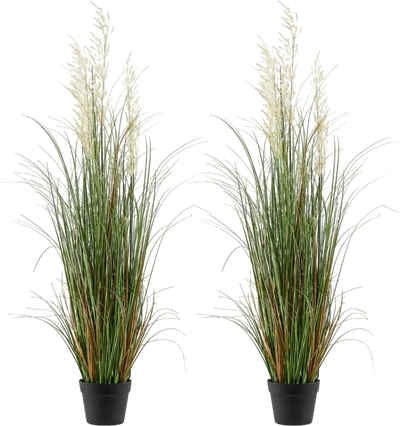 VEVOR Artificial Grass Plant, 2 Pack 47 inch Reed Flower Grass in Pot, Premium PVC Faux Fake Greenery Shrubs Plant for Indoor Outdoor House Home Garden Office Room Décor, Housewarming, Green