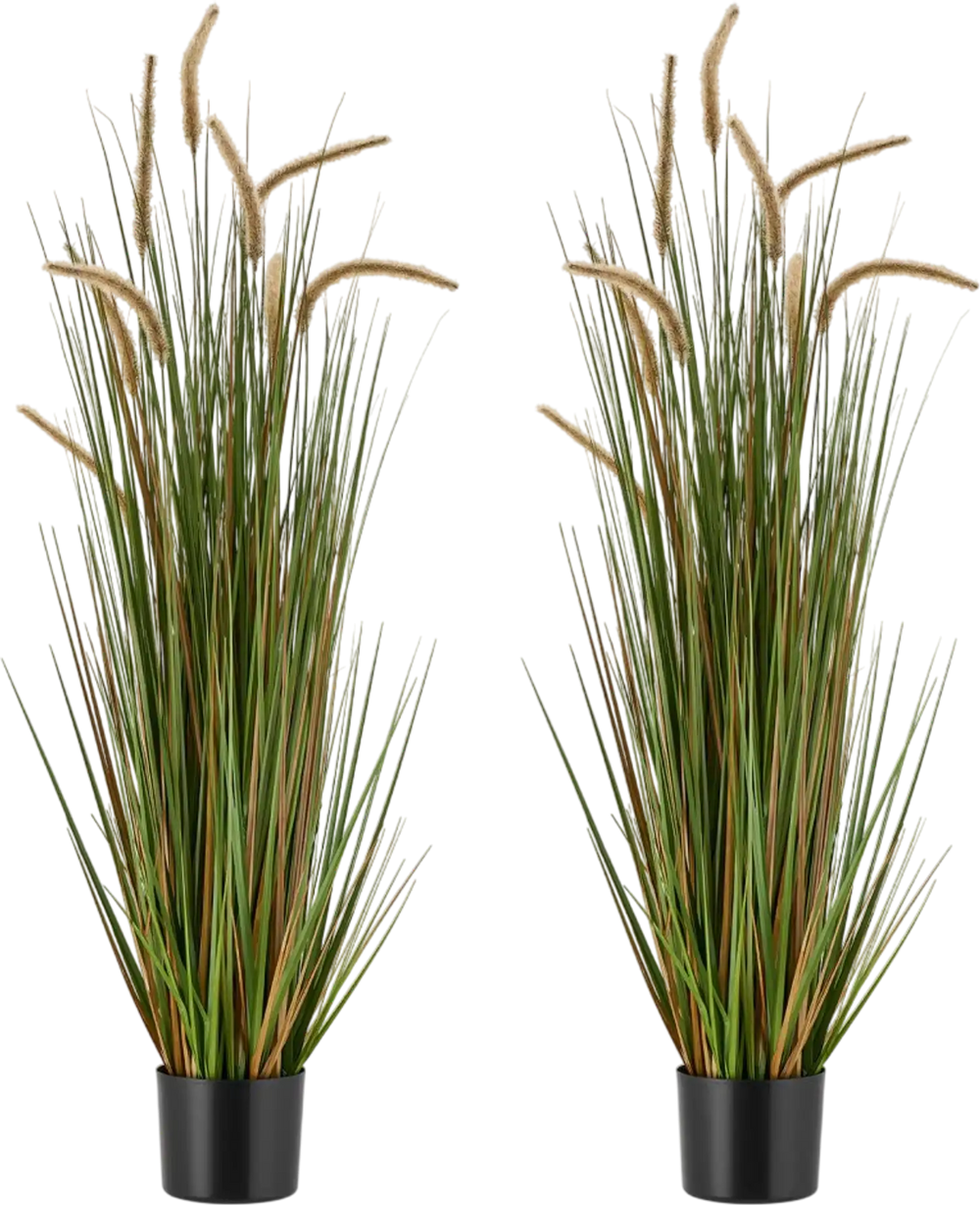 VEVOR Artificial Grass Plant, 2 Pack 47 inch Horsetail Reed Grass in Pot, Premium PVC Faux Fake Greenery Shrubs Plant for Indoor Outdoor House Home Garden Office Room Décor, Housewarming, Green