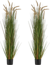 VEVOR Artificial Grass Plant, 2 Pack 59 inch Horsetail Reed Grass in Pot, Premium PVC Faux Fake Greenery Shrubs Plant for Indoor Outdoor House Home Garden Office Room Décor, Housewarming, Green