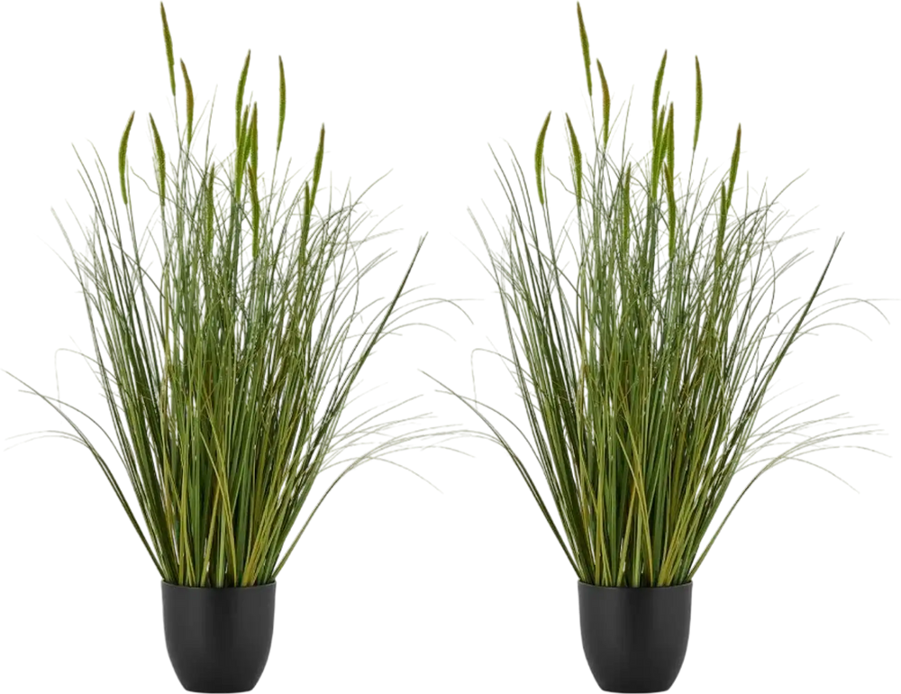 VEVOR Artificial Grass Plant, 2 Pack 35 inch Cattail Grass in Pot, Premium PVC Faux Fake Greenery Shrubs Plant for Indoor Outdoor House Home Garden Office Room Décor, Housewarming, Green