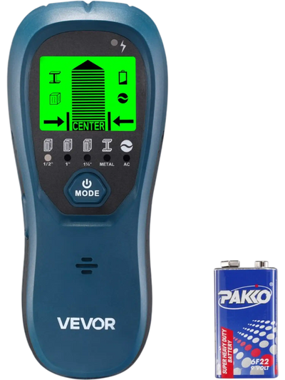 VEVOR Stud Finder Wall Scanner, 5 in 1, Electronic Wall Stud Detector with Smart Sensor, High-Definition LCD Display and Audio Alarm, for the Center and Edge of Metal, AC Wire, Joists, Pipes, Blue