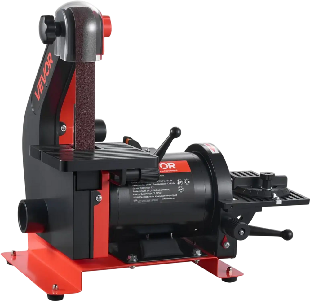 VEVOR 5" Disc Sander & 1" x 30" Belt Sander, 250W Benchtop Belt Disc Sanders Combo with 0 - 45° Adjustable Worktable & Dust Collection Ports for Woodworking, Furniture Refinishing, DIY Crafting
