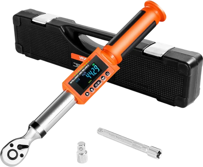 VEVOR Digital Torque Wrench, 3/8 Inch Drive, 0-99.57 lbf-ft / 0-135 N.m, 72-Tooth, ±2% High Accuracy Electronic Torque Wrench with Preset Value, Buzzer and LED Notification, for Automotive Motorcycle