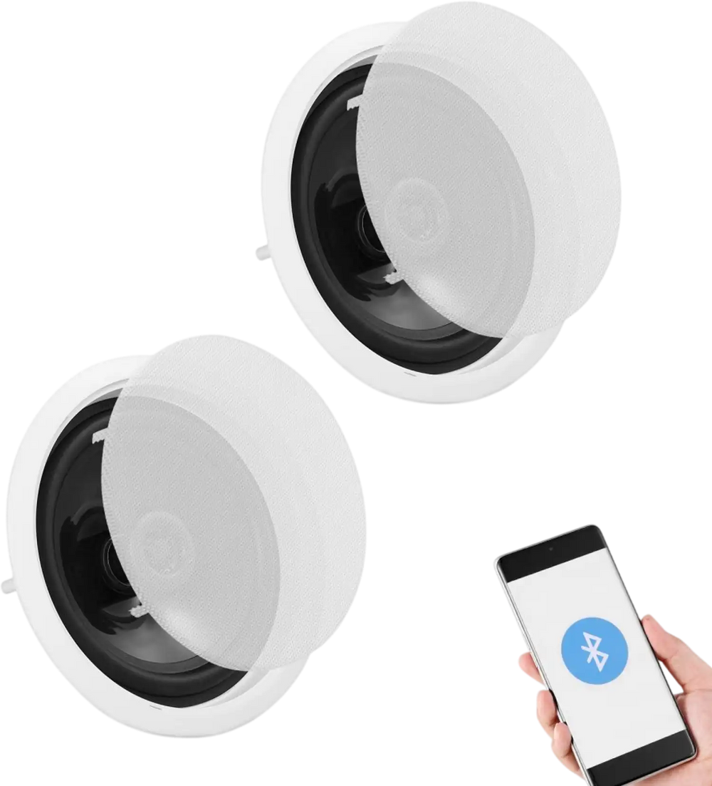 VEVOR 2 PCs 6.5'' Bluetooth in Ceiling Speakers, 150W, Flush Mount Ceiling & in-Wall Speaker System with 8ΩImpedance 89dB Sensitivity, for Home Kitchen Living Room Bedroom or Covered Outdoor Porches
