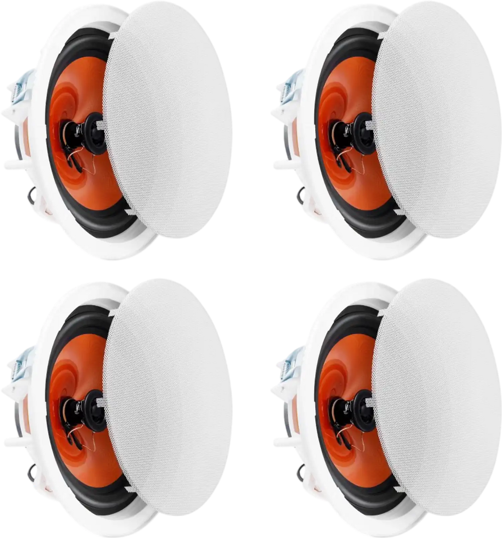 VEVOR 4 PCs 8 Inch in Ceiling Speakers, 100-Watts, Flush Mount Ceiling & in-Wall Speakers System with 8ΩImpedance 89dB Sensitivity, for Home Kitchen Living Room Bedroom or Covered Outdoor Porches