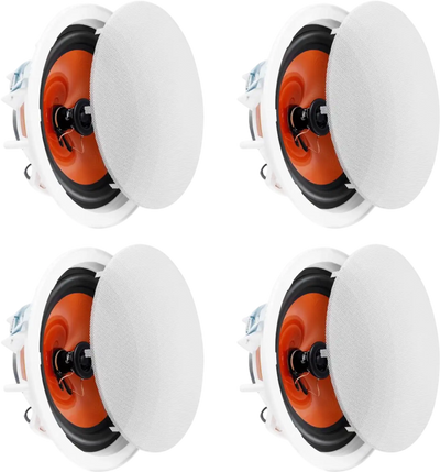 VEVOR 4 PCs 8 Inch in Ceiling Speakers, 100-Watts, Flush Mount Ceiling & in-Wall Speakers System with 8ΩImpedance 89dB Sensitivity, for Home Kitchen Living Room Bedroom or Covered Outdoor Porches
