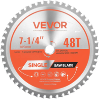VEVOR Circular Saw Blade, 7-1/4 inch Diameter, 48 Sharp Alloy Teeth, 5/8 inch Arbor, Fine Finish, Metal Cutting Blade for Circular Saw, with Noise-Reducing Heat Vents, for Cutting Steel and Aluminum
