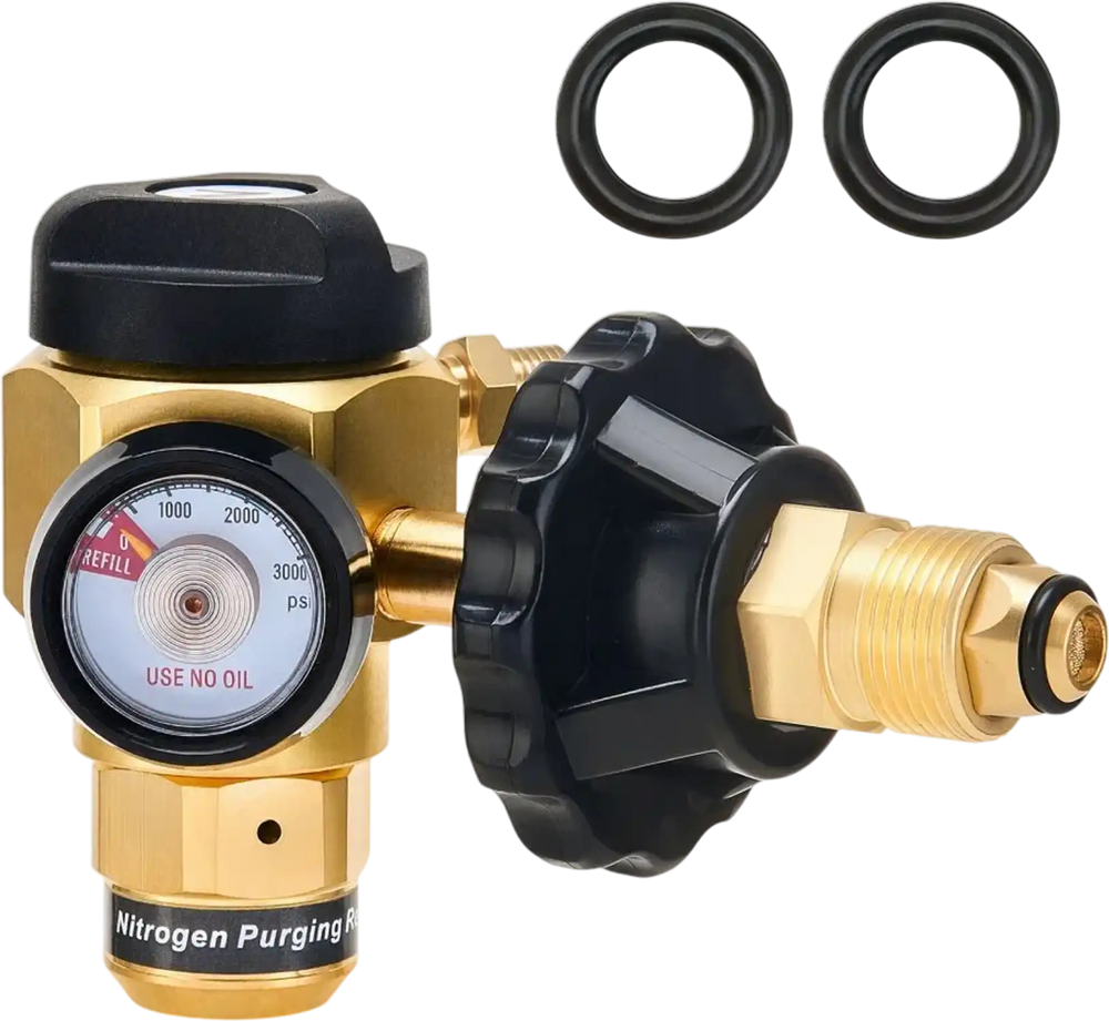 VEVOR Nitrogen Purging Regulator, Nitrogen Purge Control Valve with 650PSI Test Pressure, 4-Position Flow Control (TST/PRG/BRZ/OFF) for Brazing, Pipeline Purging, Leak Checking & Pressure Testing
