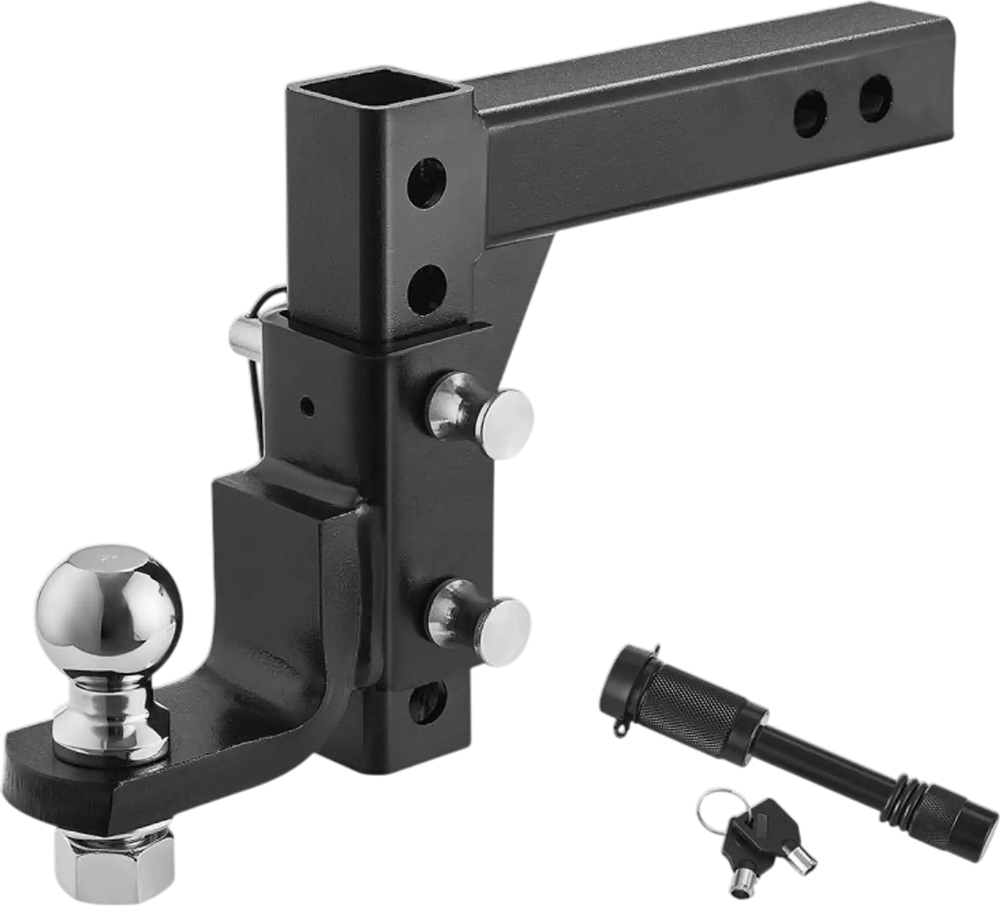 VEVOR Adjustable Trailer Hitch, Fit 2-Inch Receiver, Trailer Hitch Ball Mount with 2-Inch Ball & Pin, 7500 lbs Capacity Ball Hitch, 9-Inch Drop, Tow Hitch for Heavy Duty Truck with Carbon Steel, Black