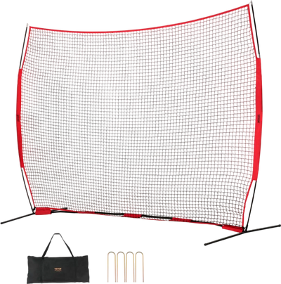 VEVOR Barricade Backstop Net, 12x9 ft Ball Sports Barrier Netting, Portable Practice Equipment with Carry Bag, Protection Screen for Baseball Softball Lacrosse Soccer Hockey Training, for Backyard