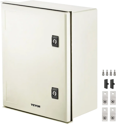 VEVOR NEMA Steel Enclosure, 16 x 12 x 8\'\' NEMA 4X Fiberglass Electrical Box, IP66 Waterproof & Dustproof, Outdoor/Indoor Electrical Junction Box, with Mounting Plate(40 x 30 x 20 cm)