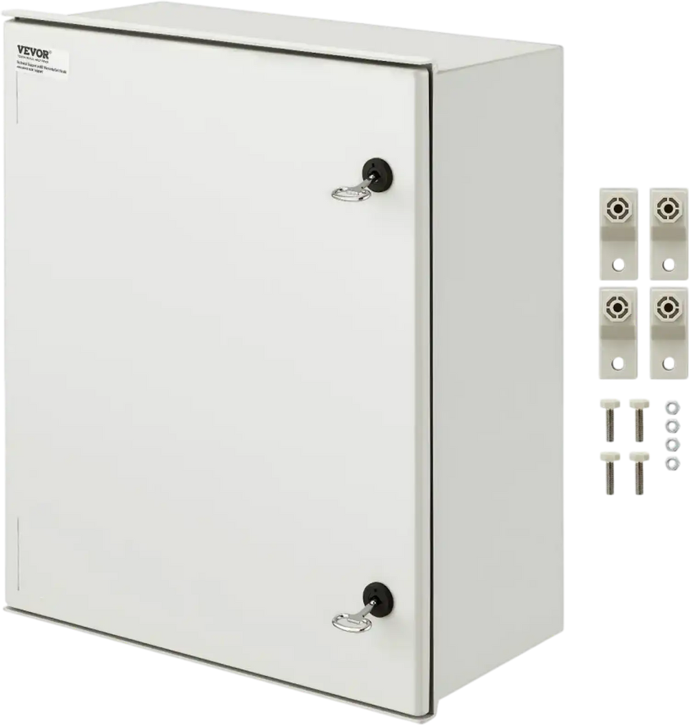 VEVOR NEMA Enclosure, 20 x 16 x 8 inches, NEMA 4X Fiberglass Steel Electrical Box, IP66 Waterproof & Dustproof Hinged Junction Box for Outdoor Indoor Use, with Mounting Plate(50x40x20 cm))