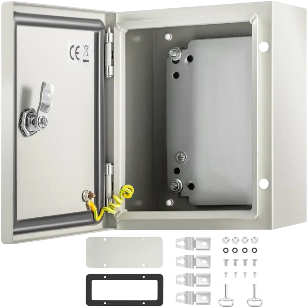 VEVOR NEMA Metal Case, 10 x 8 x 6'' NEMA 4X Metal Electric Enclosure, IP66 Water & Dust Resistant, Suitable for Both Outdoor & Indoor Use, Includes Mounting Plate