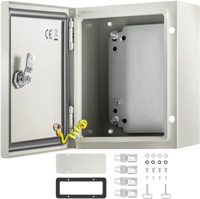 VEVOR NEMA Metal Case, 10 x 8 x 6'' NEMA 4X Metal Electric Enclosure, IP66 Water & Dust Resistant, Suitable for Both Outdoor & Indoor Use, Includes Mounting Plate