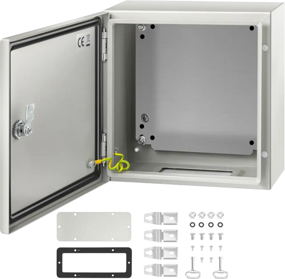 VEVOR NEMA Steel Enclosure, 12 x 12 x 6\'\' NEMA 4X Steel Electrical Box, IP66 Waterproof & Dustproof, Outdoor/Indoor Electrical Junction Box, with Mounting Plate