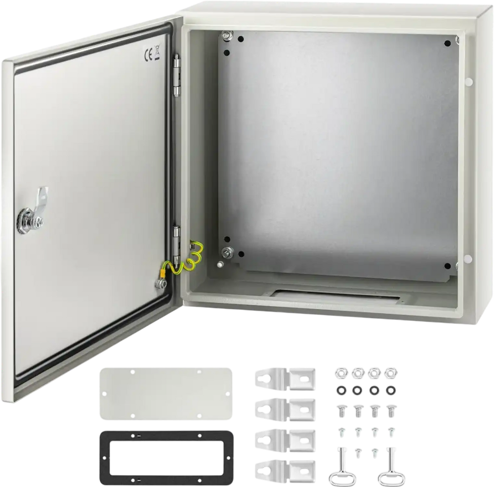 VEVOR NEMA Steel Enclosure, 16 x 16 x 6\'\' NEMA 4X Steel Electrical Box, IP66 Waterproof & Dustproof, Outdoor/Indoor Electrical Junction Box, with Mounting Plate