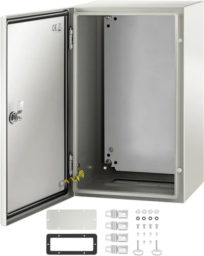 VEVOR NEMA Steel Enclosure, 20 x 12 x 10\'\' NEMA 4X Steel Electrical Box, IP66 Waterproof & Dustproof, Outdoor/Indoor Electrical Junction Box, with Mounting Plate