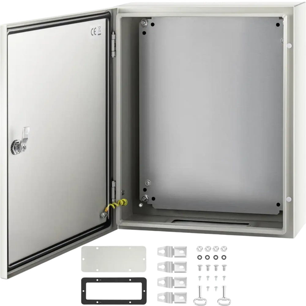 VEVOR NEMA Steel Case, 20x16x6'' NEMA 4X Metal Electric Enclosure, IP66 Water & Dust Resistant, Suitable for Both Outdoor/Indoor Use, Includes Mounting Plate
