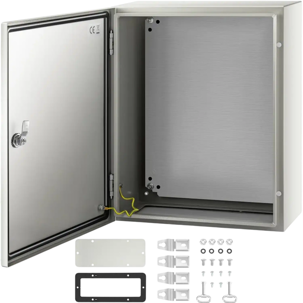 VEVOR NEMA Steel Case, 20x16x8'' NEMA 4X Metal Electric Enclosure, IP66 Water & Dust Resistant, Suitable for Both Outdoor & Indoor Use, Includes Mounting Plate