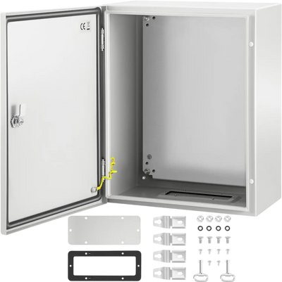 VEVOR NEMA Steel Enclosure, 20 x 16 x 10\'\' NEMA 4X Steel Electrical Box, IP66 Waterproof & Dustproof, Outdoor/Indoor Electrical Junction Box, with Mounting Plate