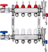 VEVOR 4-Branch Radiant Heat Manifold, 1/2" PEX Tubing Manifold, Stainless Steel PEX Manifold for Hydronic Radiant Floor Heating, Radiant Heat PEX Manifold Kit with 1/2" Adapters Included