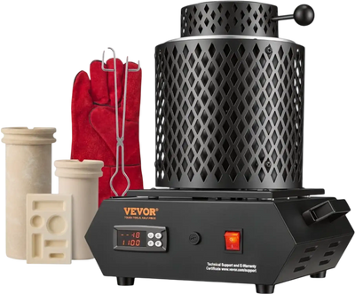 Vevor Melting Furnace Gold Melting Furnace Kit 1350W 2102°F with 1 kg and 3 kg Crucibles New
