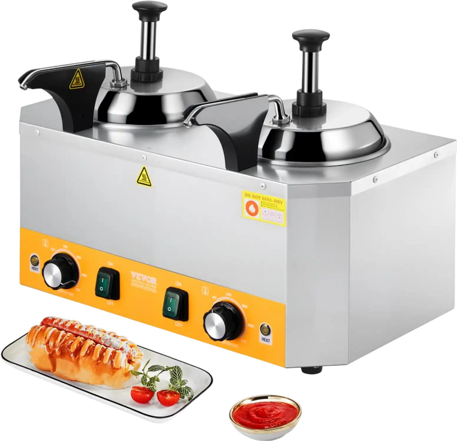 Vevor Cheese Dispenser Commercial Hot Fudge Warmer Double Pump 2.4 x 2 L New