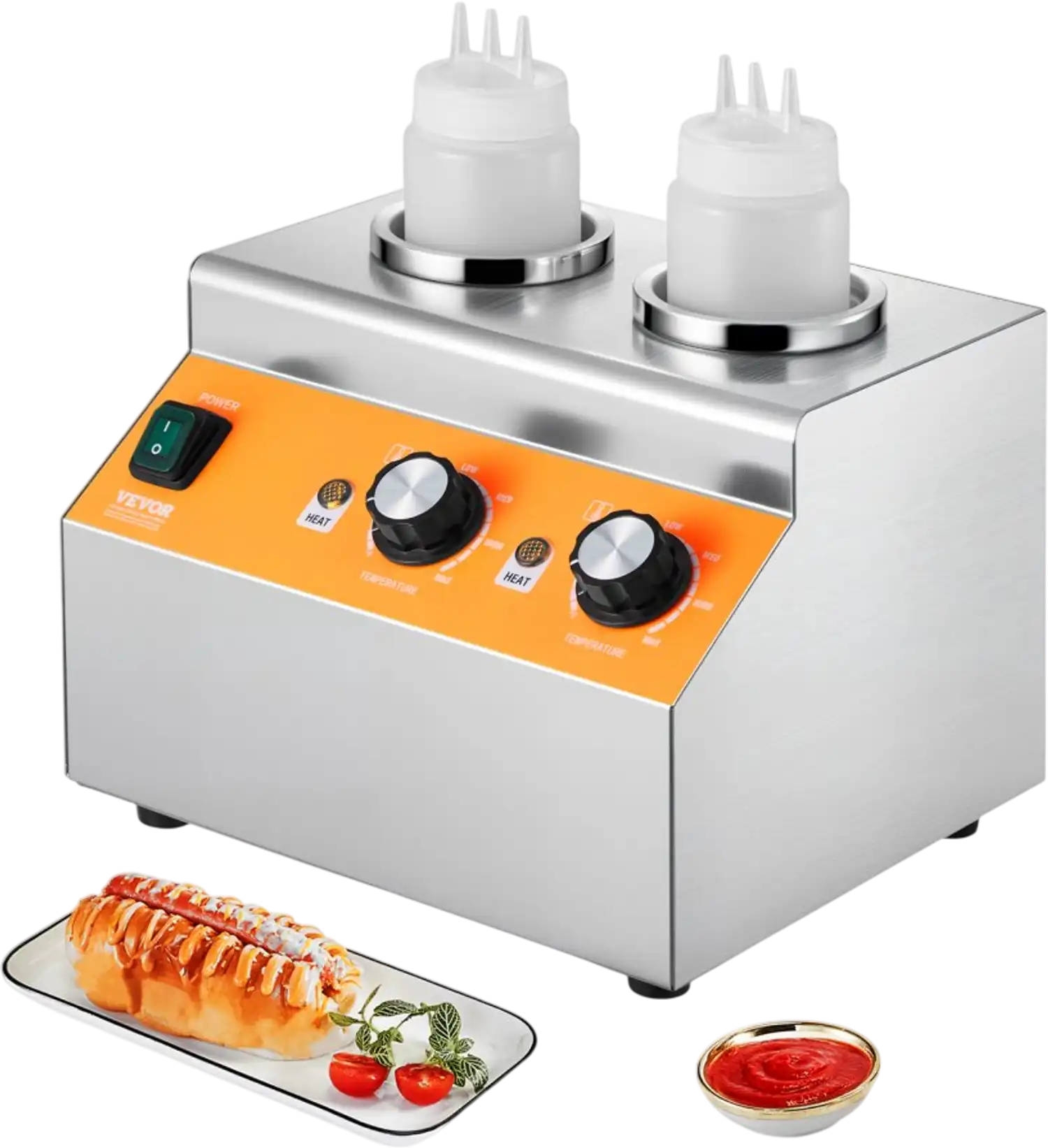 Vevor Cheese Dispenser Commercial Hot Fudge Warmer 2 x 0.7L Bottles New