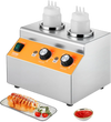 VEVOR Electric Bottle Warmer with Bottles, 0.8x2 LCommercial Cheese Dispenser, Hot Fudge Warmer 86-185℉ Temp Adjustable, Plastic Double Bottles Nacho Cheese Warmer, for Hot Fudge Cheese Caramel